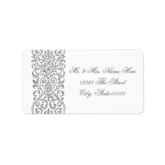 Silver Swirl Border Adressaufkleber