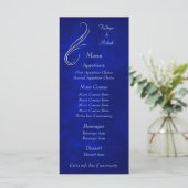 Silver Swirl Bright Blue Wedding Menu Menükarte (Stehend Vorderseite)