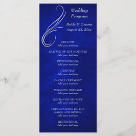 Silver Swirl Bright Blue Wedding Program Programm