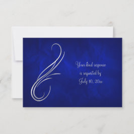 Silver Swirl Bright Blue Wedding RSVP