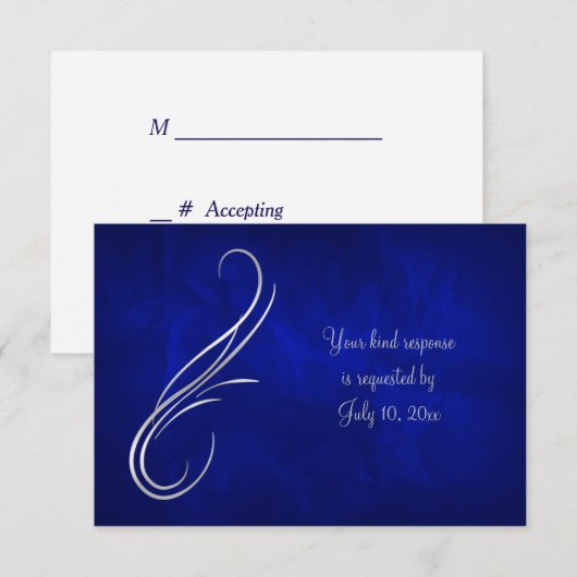 Silver Swirl Bright Blue Wedding RSVP (Vorne/Hinten)
