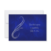Silver Swirl Bright Blue Wedding RSVP