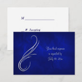 Silver Swirl Bright Blue Wedding RSVP Karte (Vorne/Hinten)