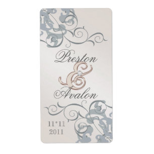 Silver Swirl Champagne Jeweled Wine Label