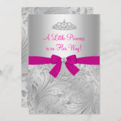 Silver Swirl Princess Baby Dusche Einladung (Vorne/Hinten)