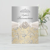 Silver Swirl Tiara Quinceanera Ankündigungen (Stehend Vorderseite)