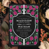 Silver Sword Shield Fantasy Monogram Wedding Einladung