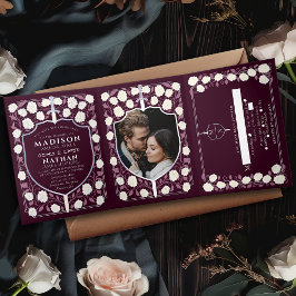 Silver Sword & Shield Mittelalterliche Fantasie Ro Dreifach Gefaltete Einladung