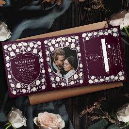 Silver Sword & Shield Mittelalterliche Fantasie Ro Dreifach Gefaltete Einladung