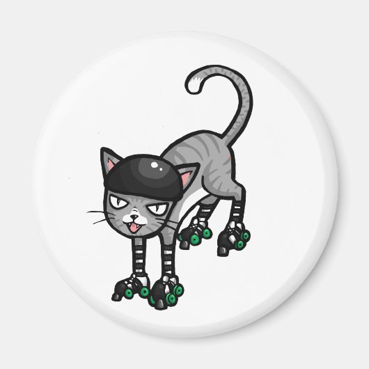 Silver Tabby auf RollerSkates Magnet (Vorne)