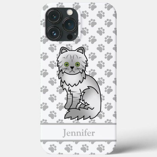 Silver Tabby Chinchilla Gray Persian Cat & Name Case-Mate iPhone Hülle (Rückseite)