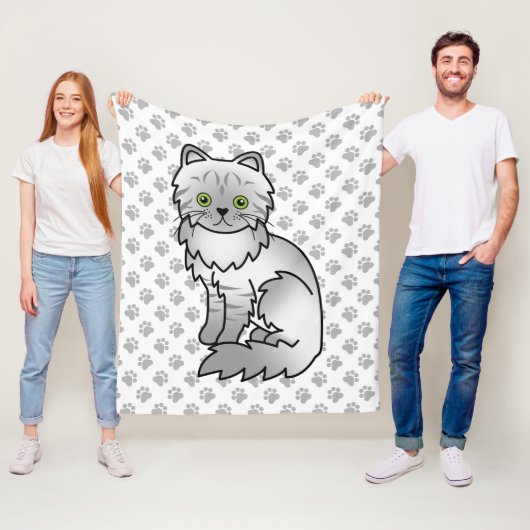 Silver Tabby Chinchilla Gray Persian Cat & Paws Fleecedecke (Beispiel)
