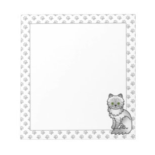 Silver Tabby Chinchilla Gray Persian Cat & Paws Notizblock