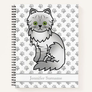 Silver Tabby Chinchilla Persian Cat & Custom Text Notizblock