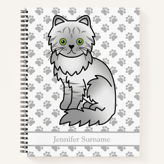 Silver Tabby Chinchilla Persian Cat & Custom Text Notizblock (Vorderseite)