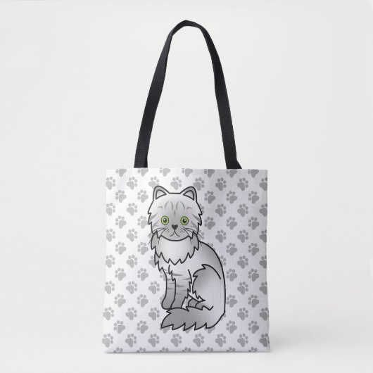 Silver Tabby Chinchilla Persian Niedlich Cat & Paw Tasche (Vorderseite)