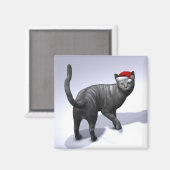 Silver Tabby Santa Claus Hat Magnet (Vorderseite/Rückseite)