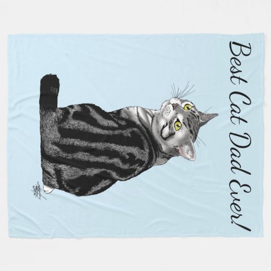 Silver Tabby Vatertag Fleecedecke (Vorderseite (Horizontal))