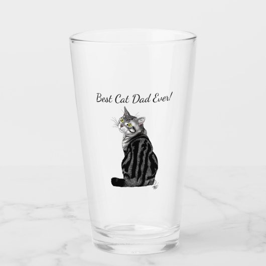 Silver Tabby Vatertag Glas (Vorderseite)