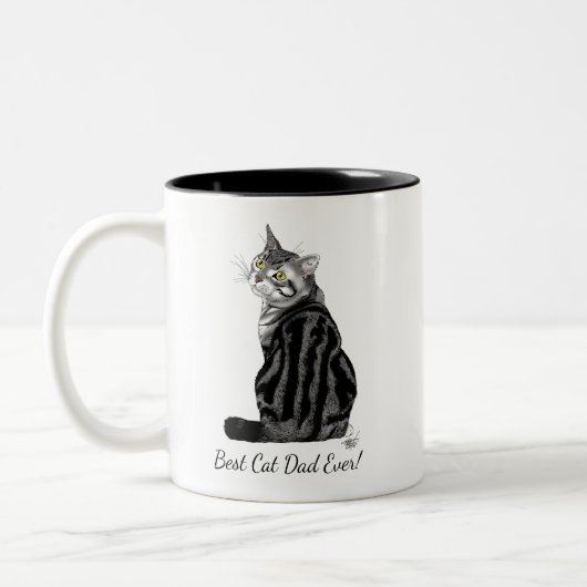 Silver Tabby Vatertag Zweifarbige Tasse (Links)