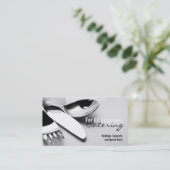 Silver Table Setting Catering Food Business Card Visitenkarte (Stehend Vorderseite)