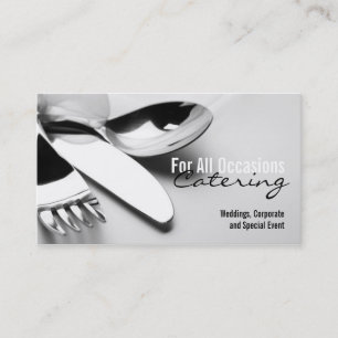 Silver Table Setting Catering Food Business Card Visitenkarte