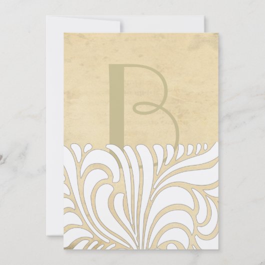 Silver & Tan Swirl Muster Einladung Hochzeit (Rückseite)