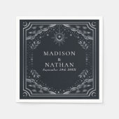 Silver Tarot Card Gothic Wedding Napkins Serviette (Vorderseite)