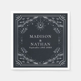 Silver Tarot Card Gothic Wedding Napkins Serviette