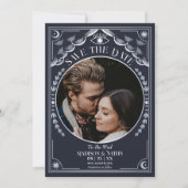 Silver Tarot Gothic Wedding Foto Save the Date Einladung (Vorderseite)
