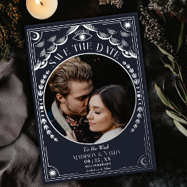Silver Tarot Gothic Wedding Foto Save the Date Folieneinladung