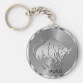 Silver Taurus ♉ Bull - Zodiac Horoskop Schlüsselanhänger (Vorne)