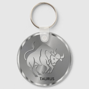 Silver Taurus ♉ the Bull - Zodiac Horoscope Schlüsselanhänger