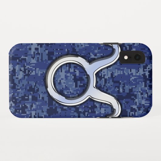 Silver Taurus Zodiac Sign Navy Blue Digital Camouf Case-Mate iPhone Hülle (Rückseite (Horizontal))