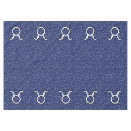 Silver Taurus Zodiac Sign Navy Blue Digital Camouf Tischdecke (Vorderseite (Horizontal))