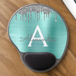 Silver Teal Glitter Brushed Metal Monogram Name Gel Mousepad<br><div class="desc">Silber und Aquamarine Aqua Blue Imitats Foil Metallic Sparkle Glitzer gebürstete Metal Monogram Name und Initial Mousepad (Mouse Pad). Das macht den perfekten 16 Geburtstag,  Hochzeit,  Brautparty,  Jubiläum,  Babydusche oder Junggeselinnen-Abschied Geschenk für jemanden,  der Lieben glamourösen Luxus und schicke Stile.</div>