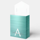 Silver Teal Glitter Brushed Metal Monogram Name Geschenkschachtel (Geöffnet)