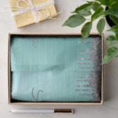 Silver Teal Glitter Brushed Metal Monogram Name Seidenpapier (Geschenk)