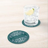 Silver Teal Royal Medieval Sword Wedding Runder Pappuntersetzer (Vor Ort)