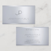 Silver Template Modernes, Mit Monogramm Beruflich Visitenkarte (Vorne/Hinten)