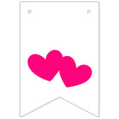 Silver Text und Initialen, Magenta Herz auf Weiß Wimpelkette (Erste Fahne)