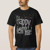 Silver Text w/Confetti - Happy New Year T-Shirt (Vorderseite)