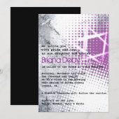 SILVER TEXTURE STAR Bar Bat Mitzvah Einladung (Vorne/Hinten)