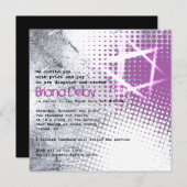 SILVER TEXTURE STAR Bar Bat Mitzvah Einladung (Vorne/Hinten)