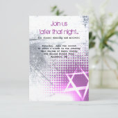 SILVER TEXTURE STAR Bar Bat Mitzvah Party Card Einladung (Stehend Vorderseite)