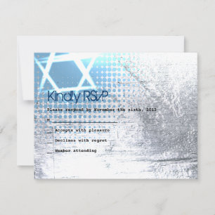 SILVER TEXTURE STAR Bar Bat Mitzvah Replik Karte