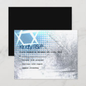 SILVER TEXTURE STAR Bar Bat Mitzvah Replik Karte (Vorne/Hinten)