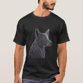 Silver Thread Heeler: Ein lineares Hundeportrait T-Shirt (Vorderseite)