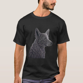 Silver Thread Heeler: Ein lineares Hundeportrait T-Shirt