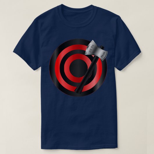 Silver Throwing Hatchet Black auf Red Throwing Tar T-Shirt (Design vorne)